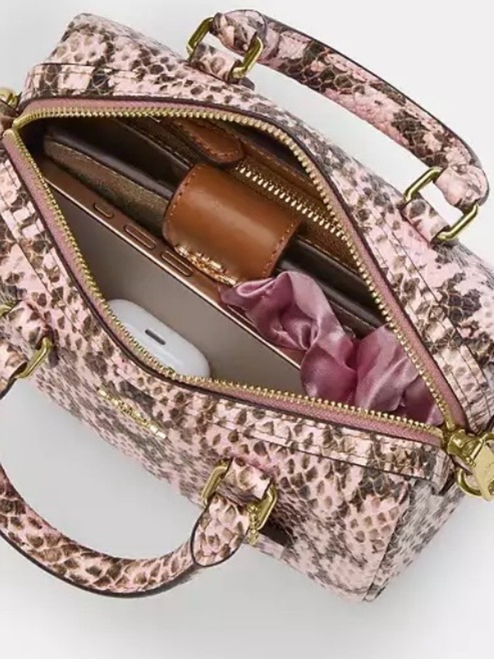 Coach Mini Rowan Crossbody Bag in Snake-Embossed Leather with Card Case - NWT - Picture 13 of 16